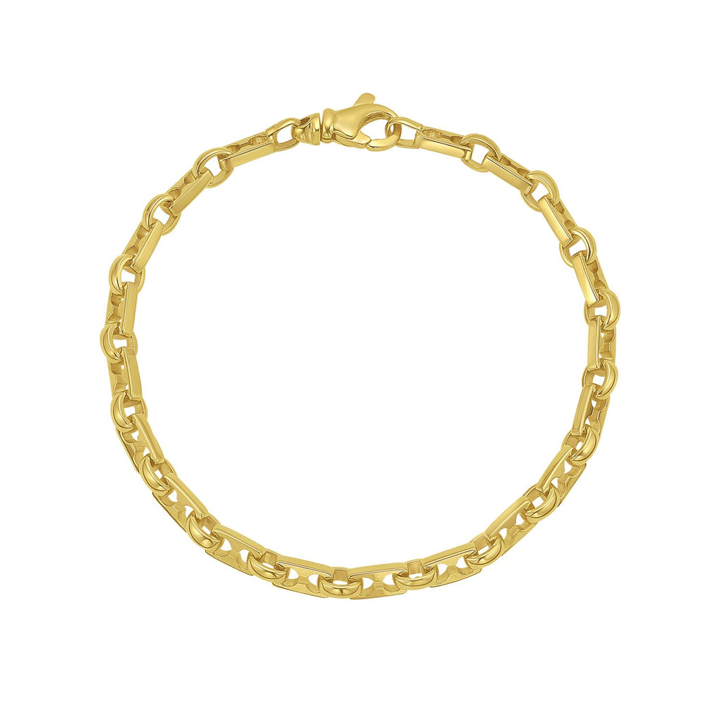 Rectangular Railroad Link in 14KT Yellow Gold