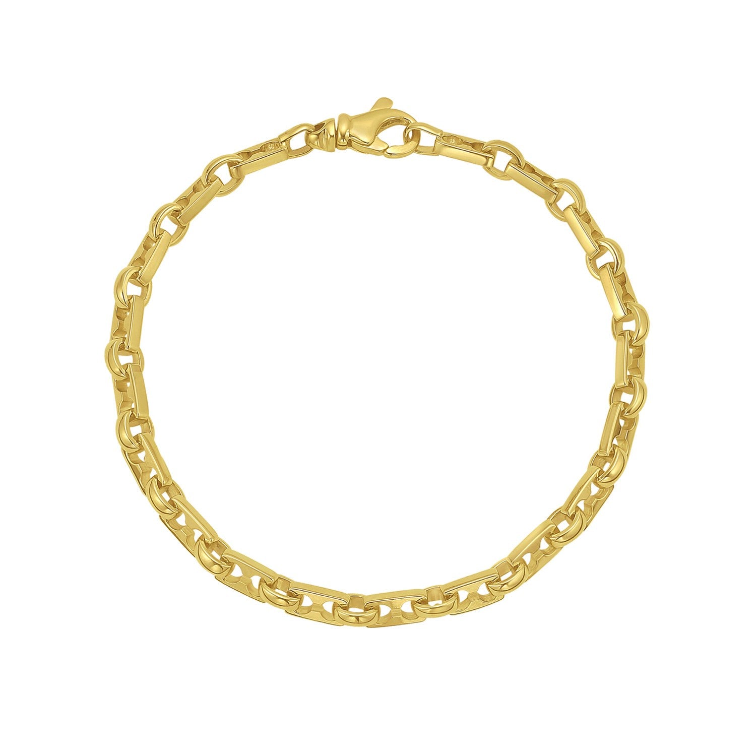 Rectangular Railroad Link in 14KT Yellow Gold