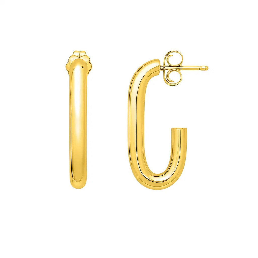 Paperclip Hoop in (27mmx12mm) in 14K Yellow Gold