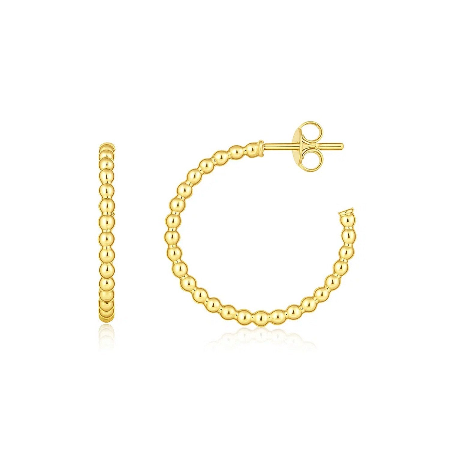 Bead Hoop in 14K Yellow Gold