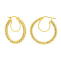 Iced Round Hoop in 14K Two-Tone Gold