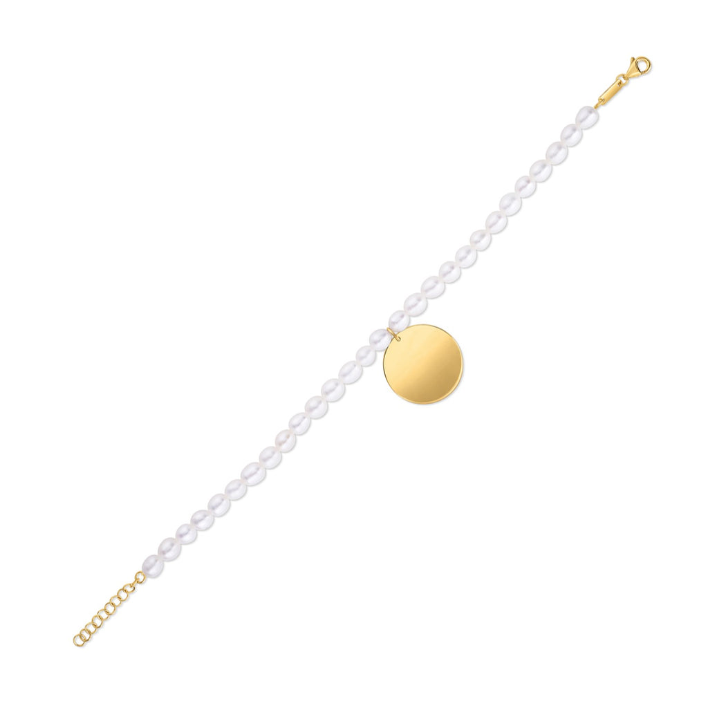 Pearl Tag Charm in 14KT Yellow Gold