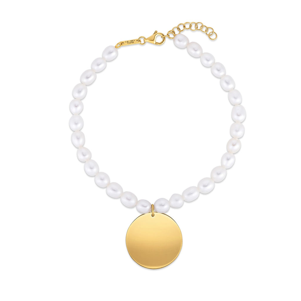 Pearl Tag Charm in 14KT Yellow Gold
