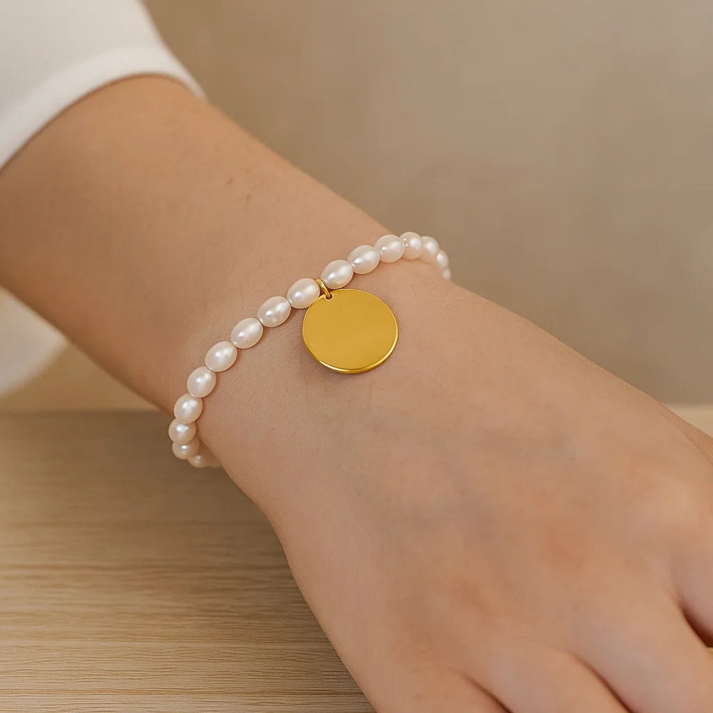 Pearl Tag Charm in 14KT Yellow Gold
