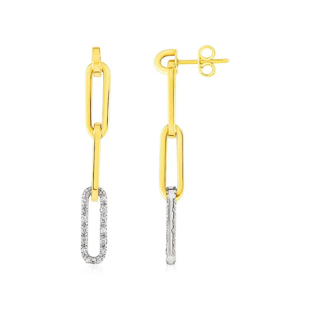 Paperclip Chain Dangle with Diamonds in 14K Yellow Gold