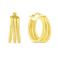 Large Triple Row Hoop in 14K Yellow Gold