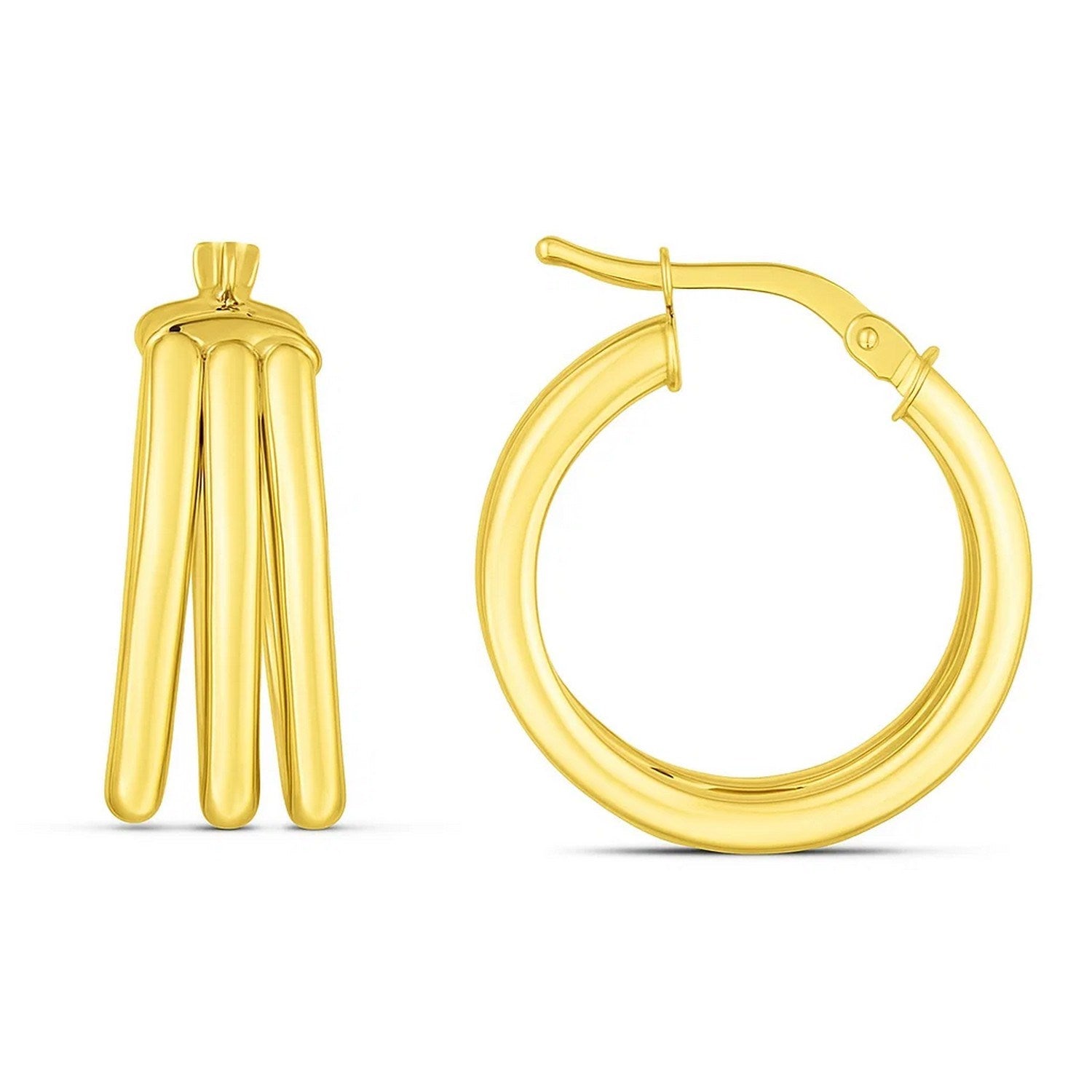 Large Triple Row Hoop in 14K Yellow Gold