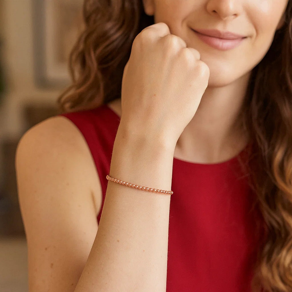 Diamond Cut Stretchable Moon Cut Bead in 14KT Rose Gold