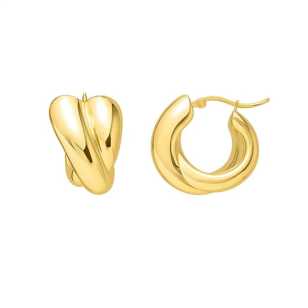 Crossover Hoop in 14K Yellow Gold