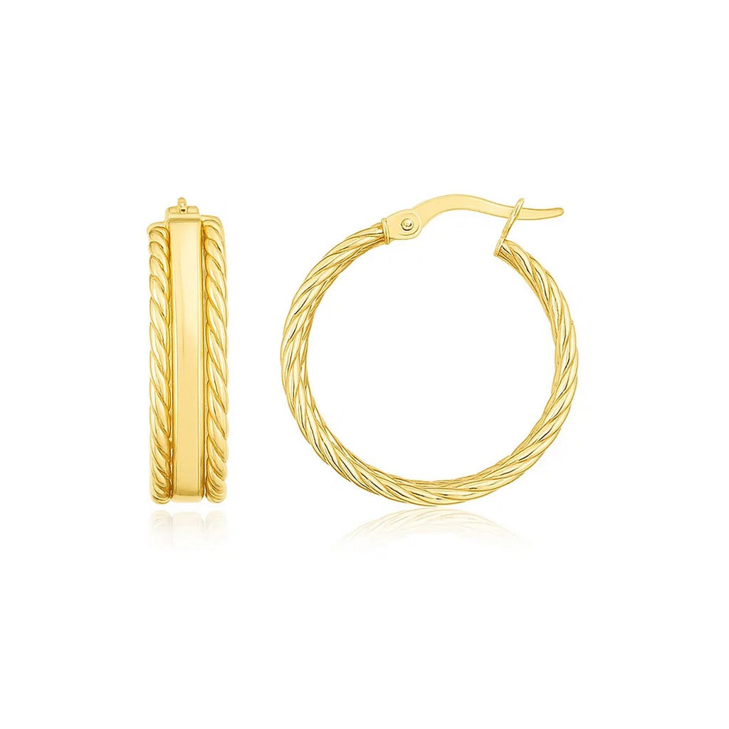 Triple Row Hoop in 14K Yellow Gold
