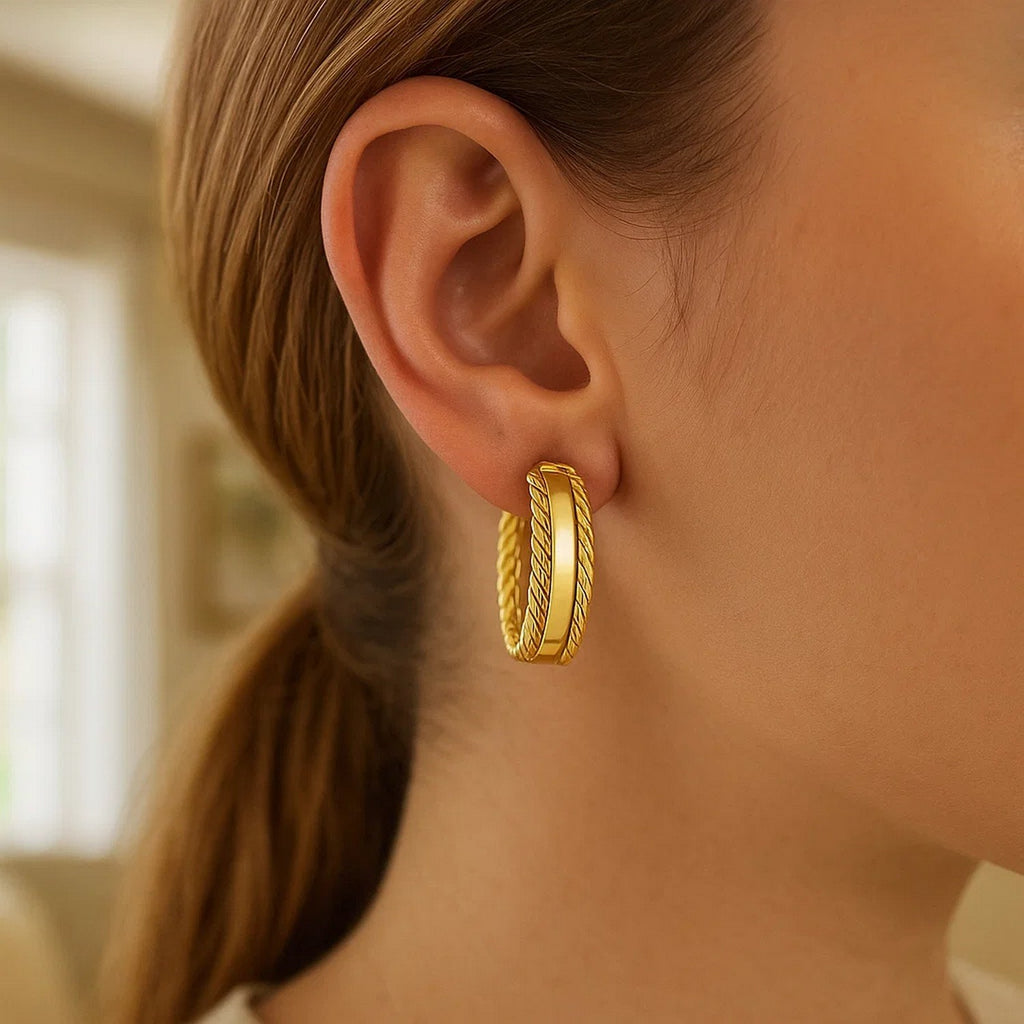 Triple Row Hoop in 14K Yellow Gold