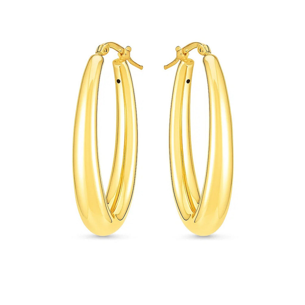 Elongated Oval Hoops in 14K Yellow Gold