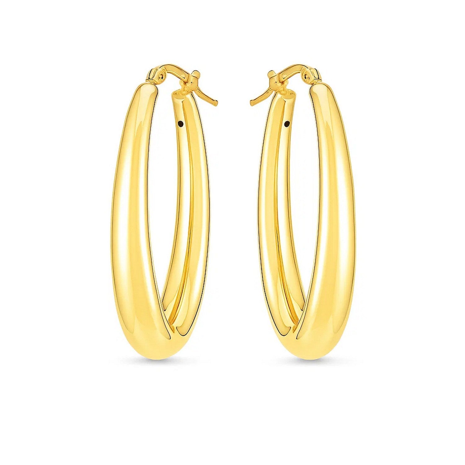 Elongated Oval Hoops in 14K Yellow Gold