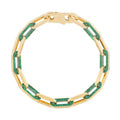 Malachite Paperclip Gem Link in 14KT Yellow Gold