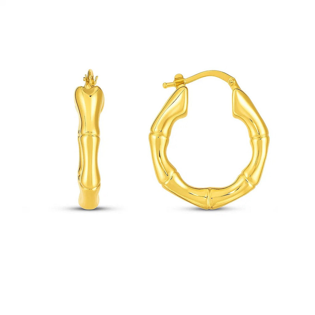 Medium Bamboo Hoop in 14K Yellow Gold