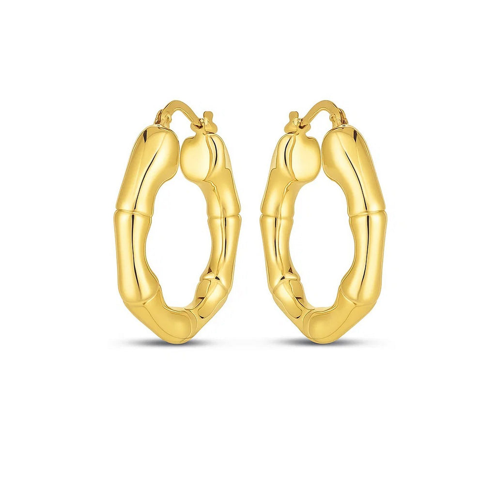 Medium Bamboo Hoop in 14K Yellow Gold