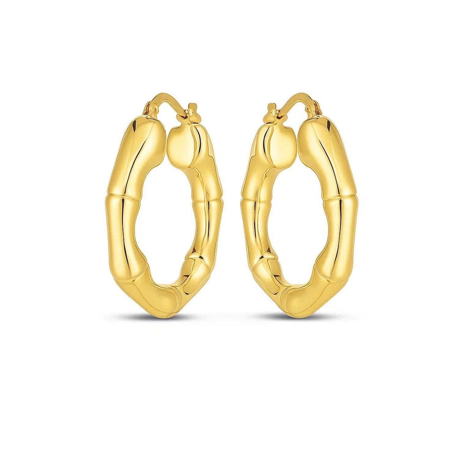 Medium Bamboo Hoop in 14K Yellow Gold