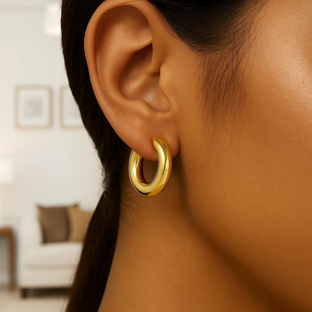 Large Round Electroform Hoop in 14K Yellow Gold