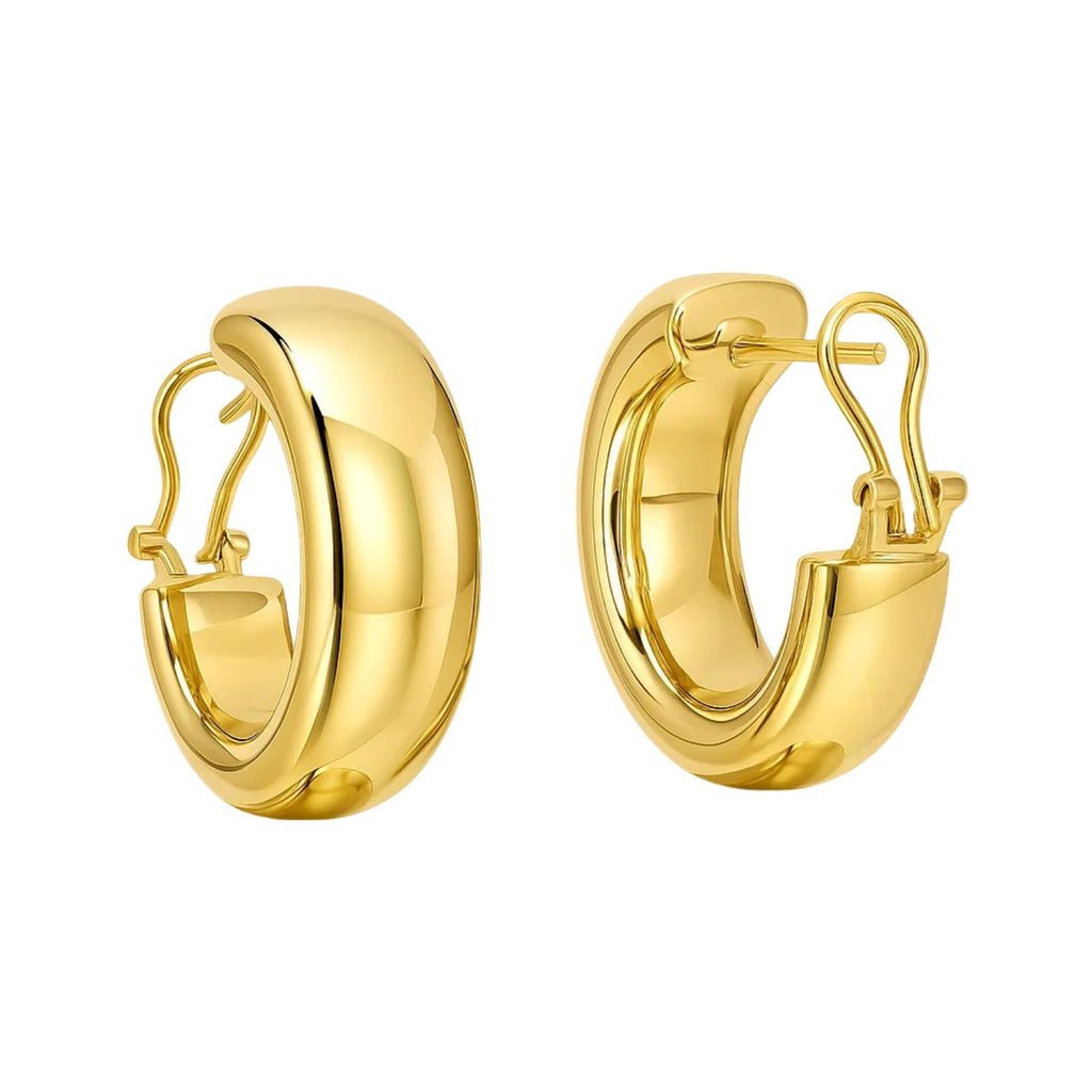 Large Omega C Hoops in 14K Yellow Gold