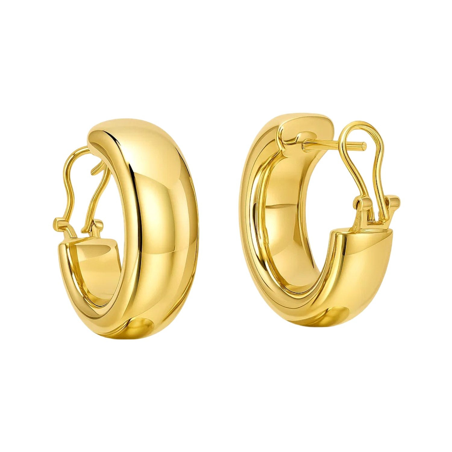 Large Omega C Hoops in 14K Yellow Gold