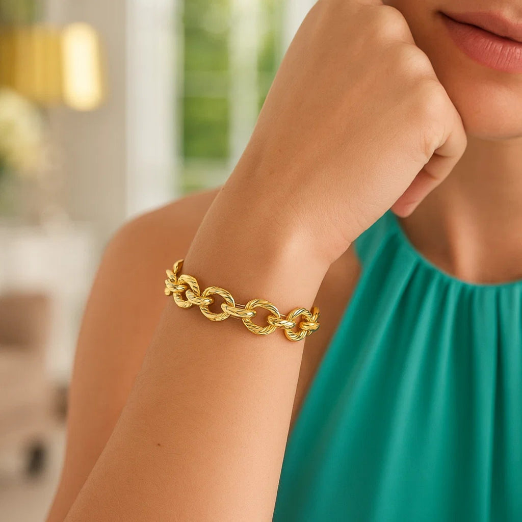 Textured Oval Link in 14KT Yellow Gold