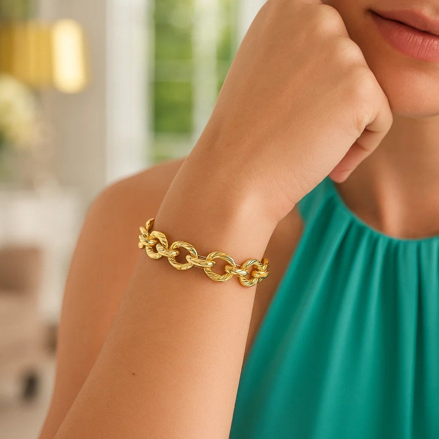 Textured Oval Link in 14KT Yellow Gold