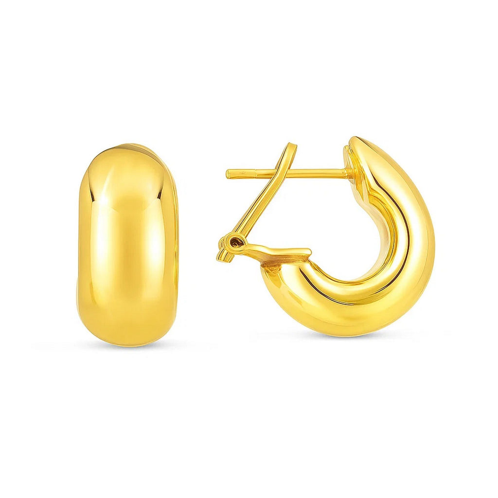 Small Omega C Hoops in 14K Yellow Gold