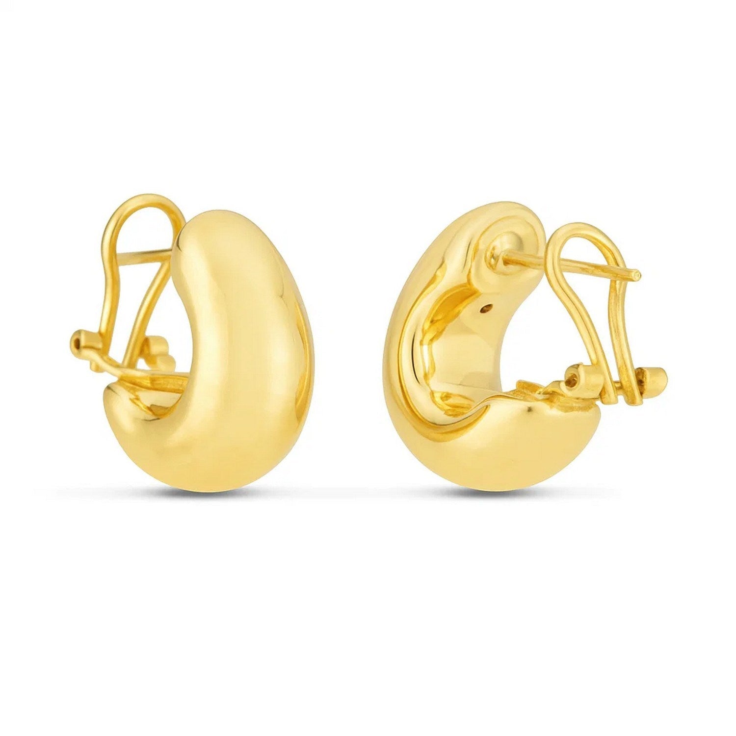 Small Omega C Hoops in 14K Yellow Gold
