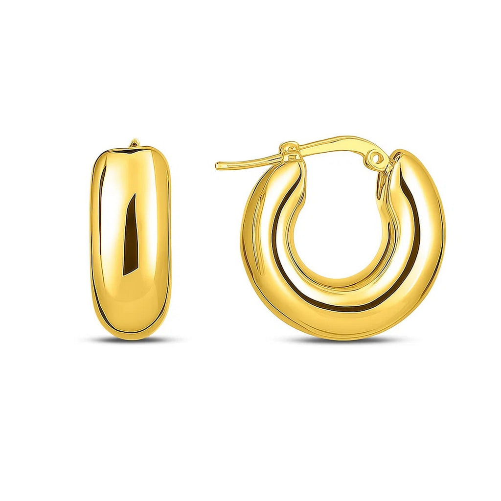 Small Puffy Hoops in 14K Yellow Gold