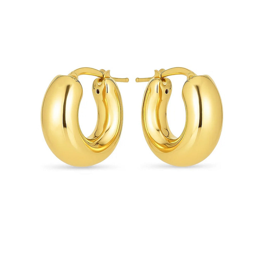 Small Puffy Hoops in 14K Yellow Gold