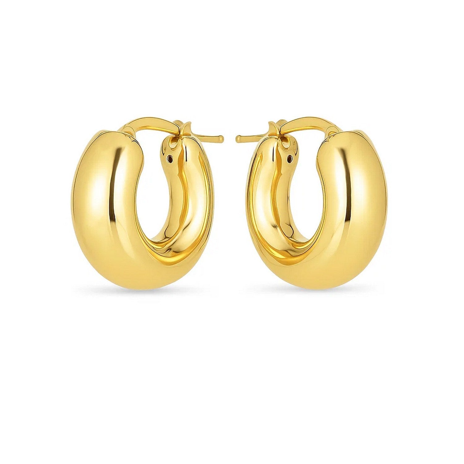Small Puffy Hoops in 14K Yellow Gold