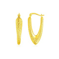 V Shaped Puffed Hoop in 14K Yellow Gold