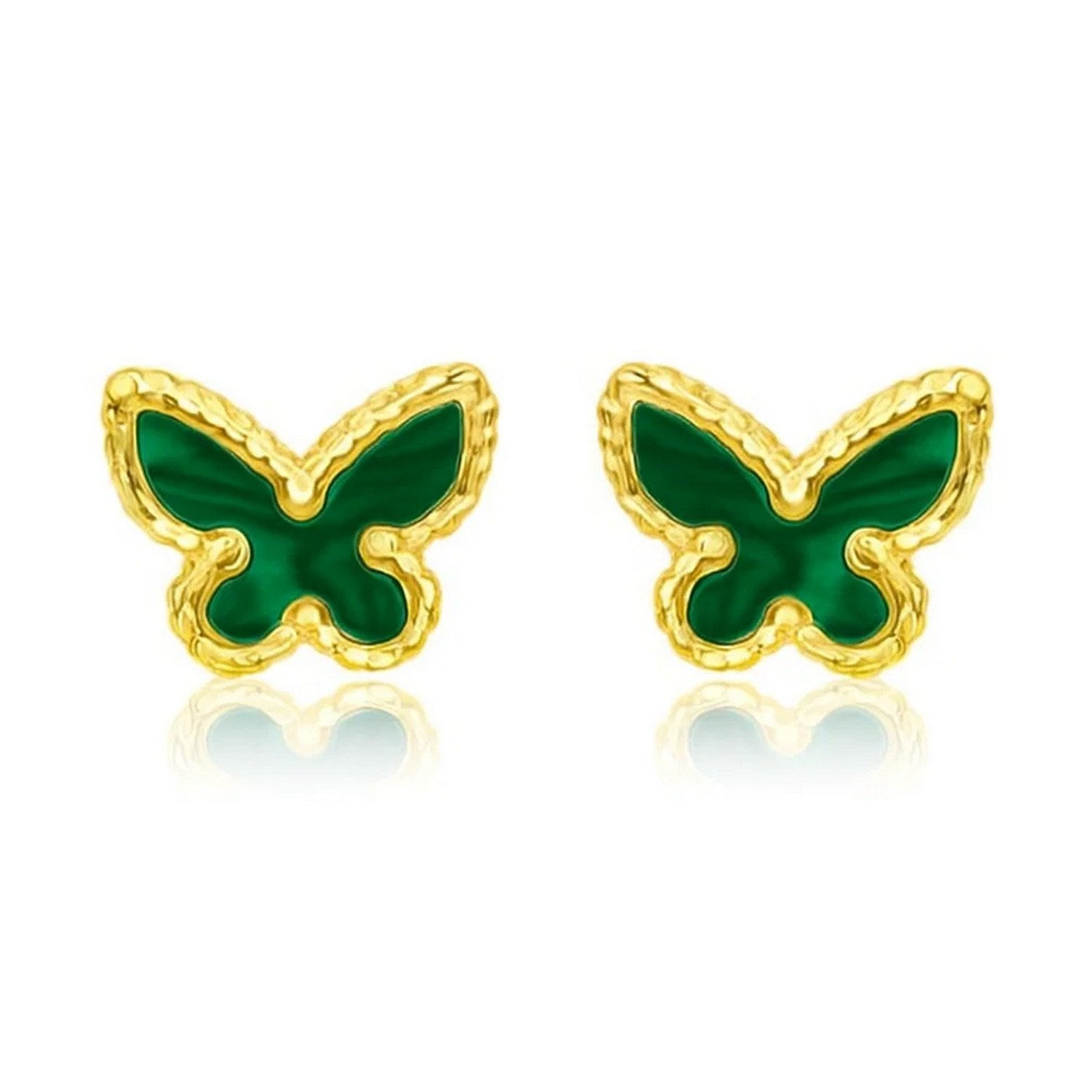 Primavera Malachite Butterfly Stud in 14K Yellow Gold