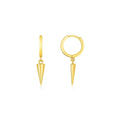 Dangling Spike Drop Hoop in 14K Yellow Gold