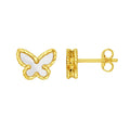 Mother of Pearl Butterfly Stud in 14K Yellow Gold