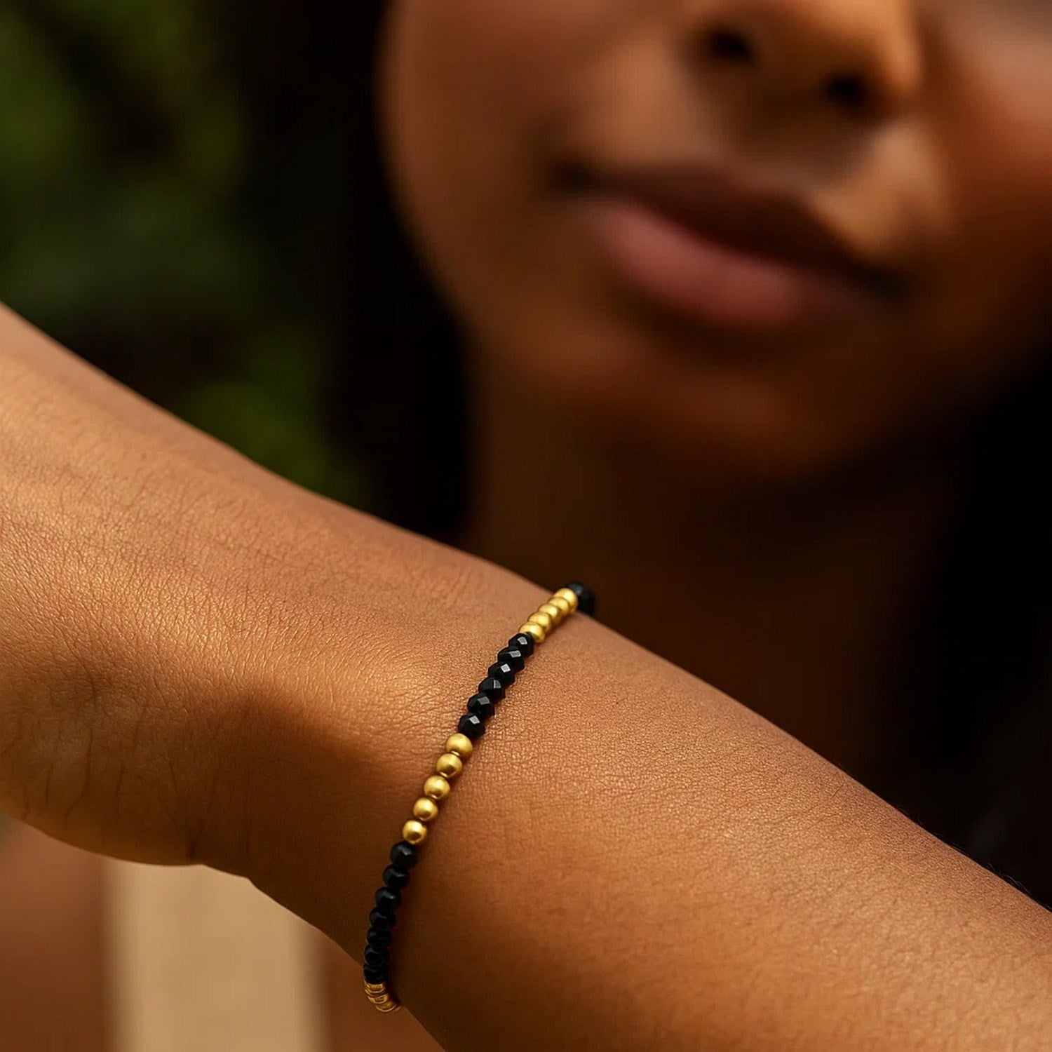 Onyx Pallina Bead in 14KT Yellow Gold