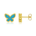 Primavera Turquoise Butterfly Stud in 14K Yellow Gold