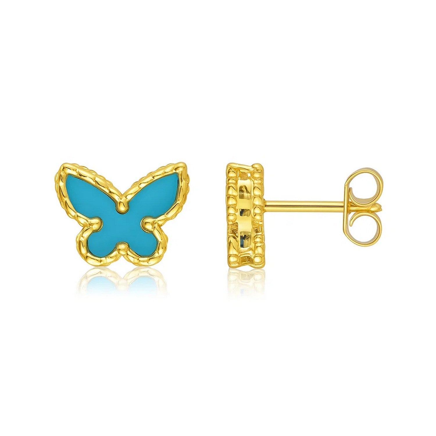 Primavera Turquoise Butterfly Stud in 14K Yellow Gold