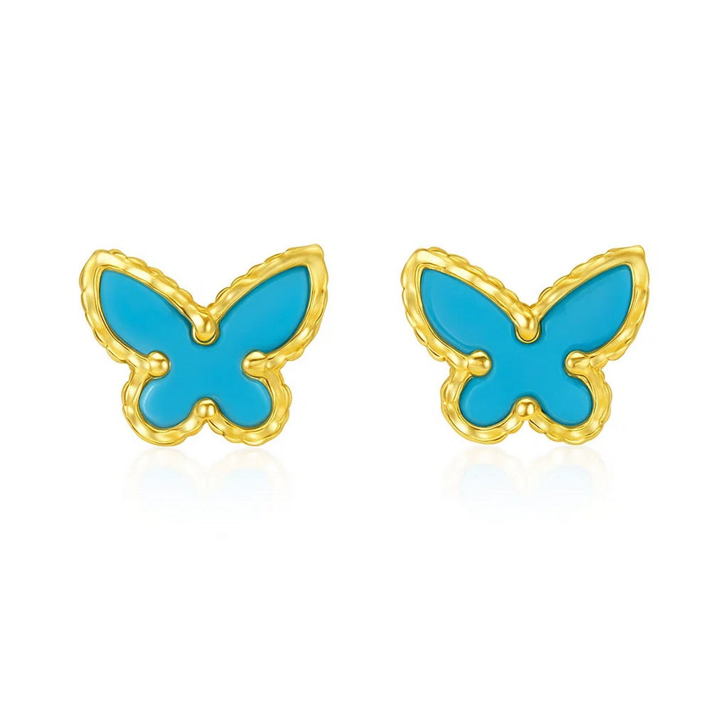 Primavera Turquoise Butterfly Stud in 14K Yellow Gold