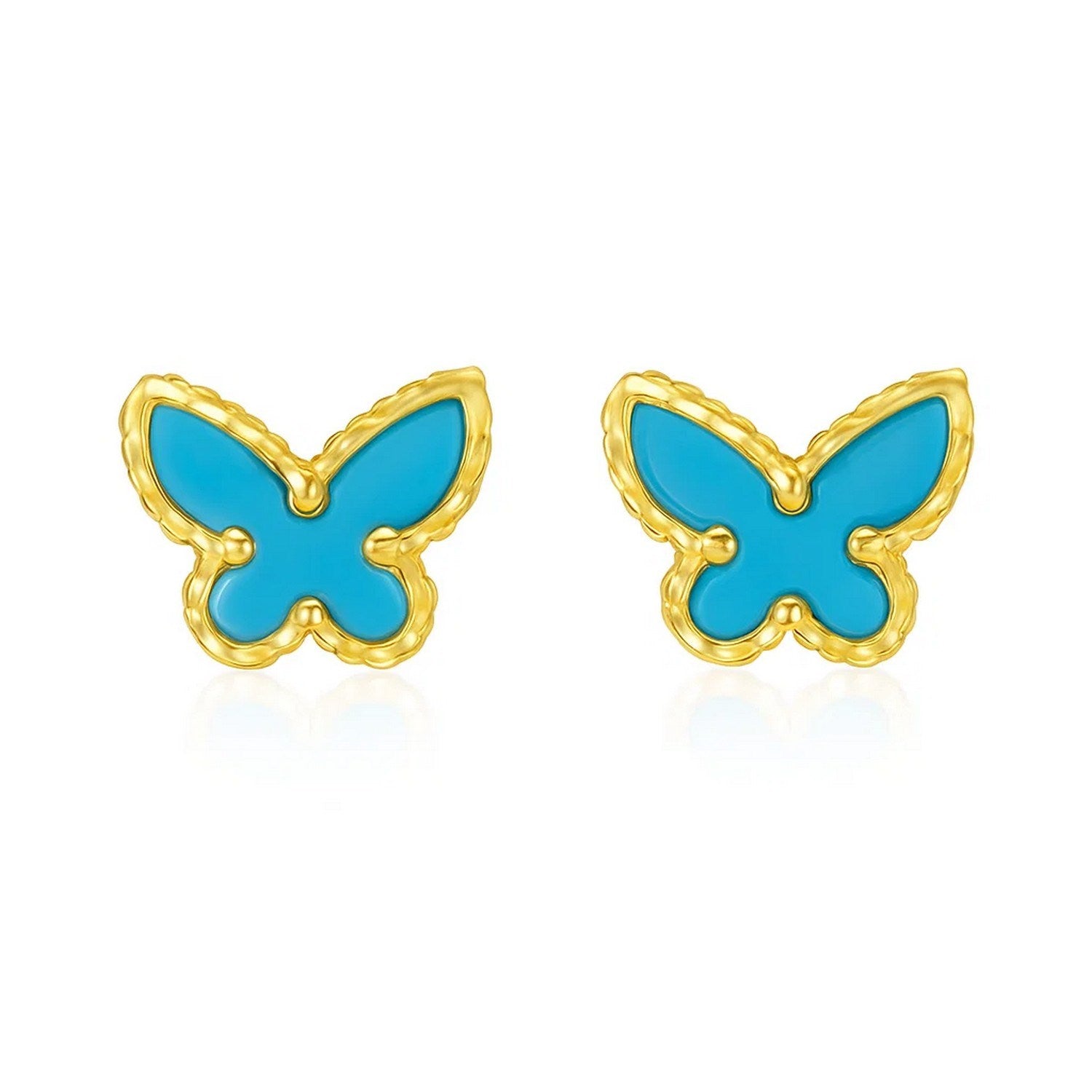 Primavera Turquoise Butterfly Stud in 14K Yellow Gold