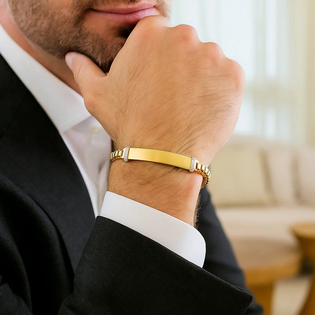 Venetian Link Diamond Bar in 14KT Yellow Gold