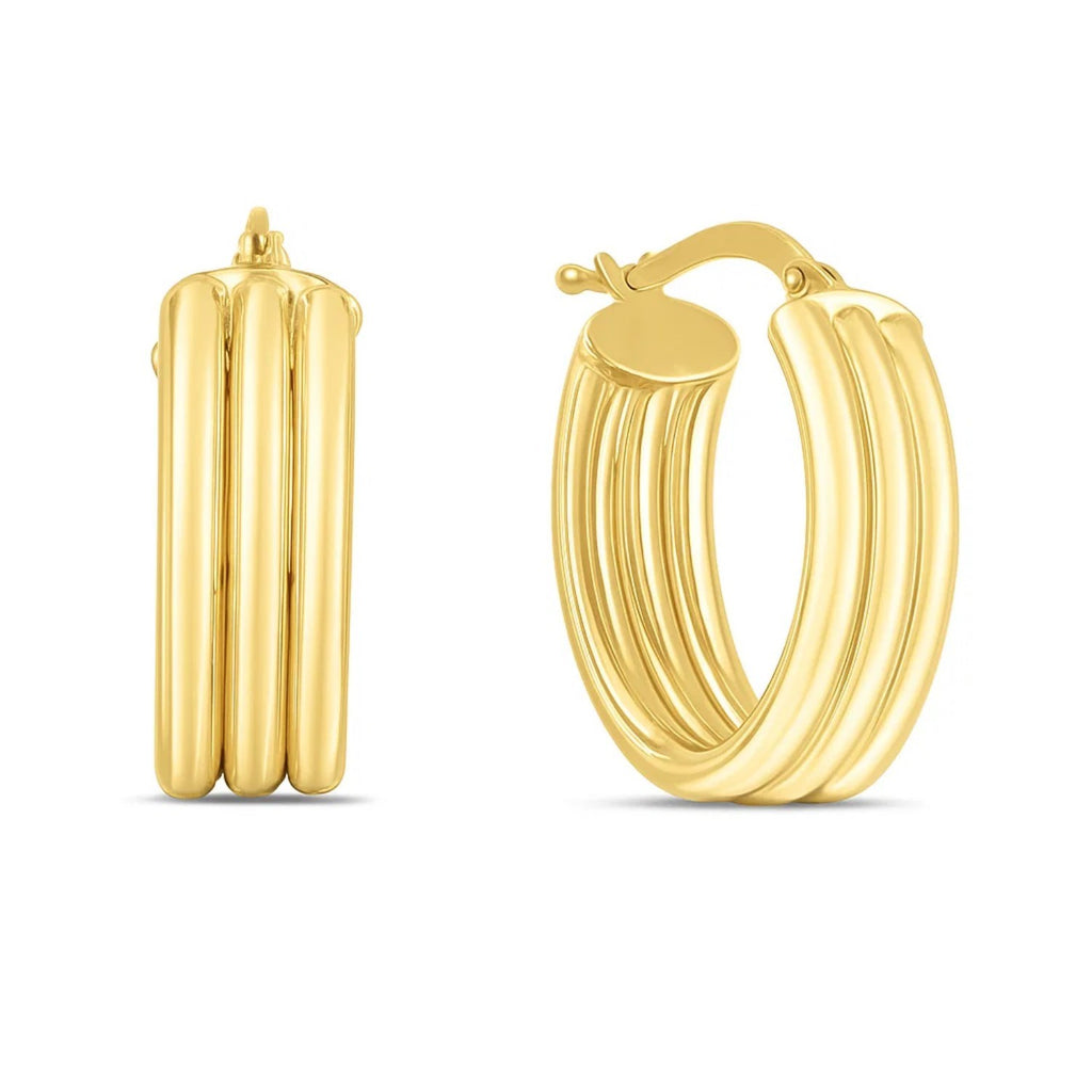 Triple Row Oval Hoop in 14K Yellow Gold