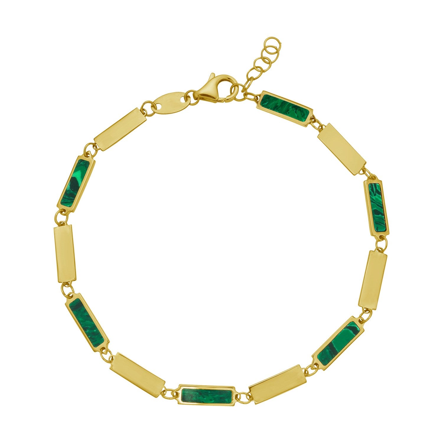 Malachite Rectangle Links in 14KT Yellow Gold