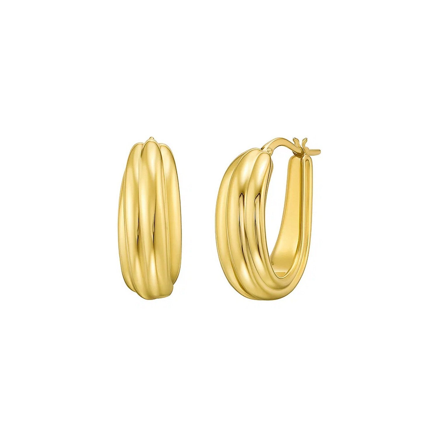 Ribbed Hoop in 14K Yellow Gold