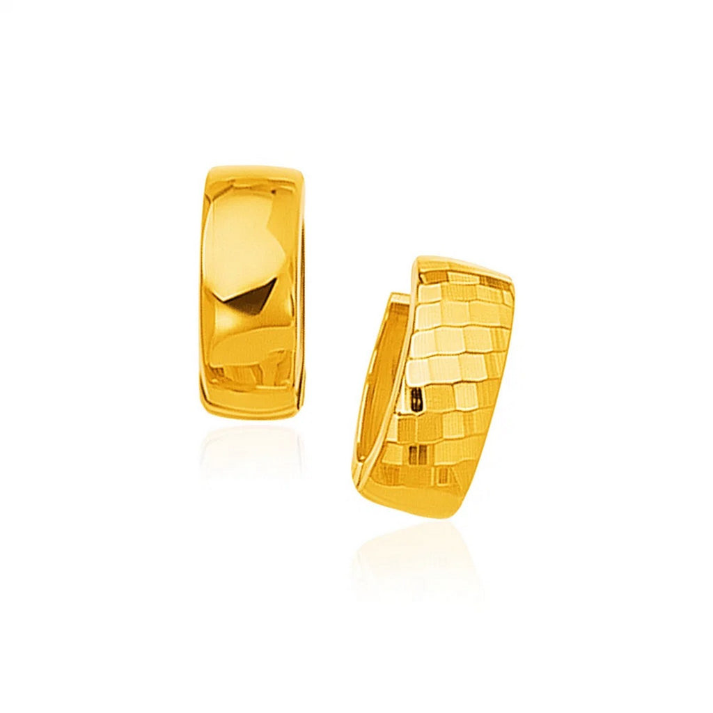 Textured and Polished Hoop in 14K Yellow Gold