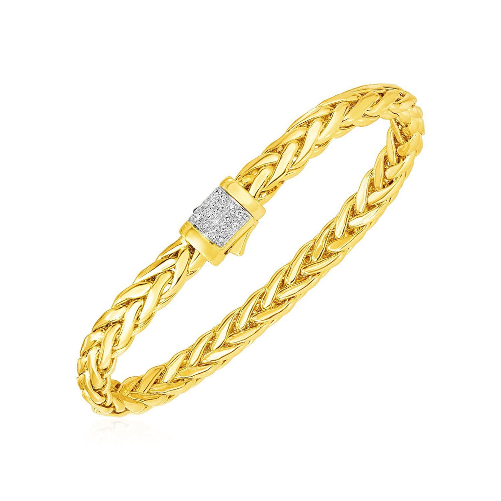 Woven Large Diamond Pave in 14KT Yellow Gold