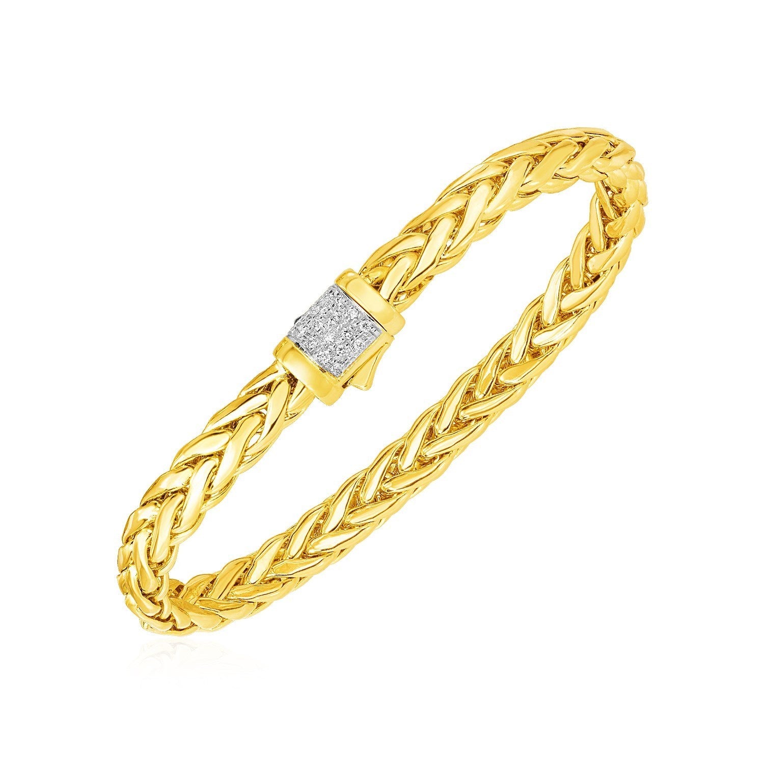 Woven Large Diamond Pave in 14KT Yellow Gold