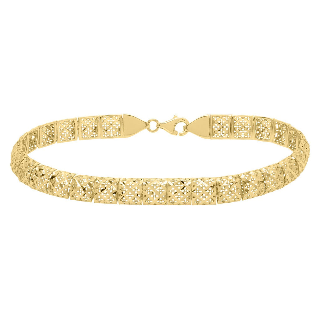 Diamond Cut Square Link in 10KT Yellow Gold