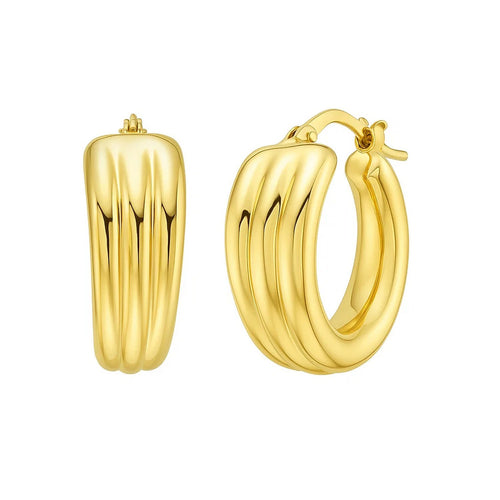 3 Row Graduated Hoop in 14K Yellow Gold