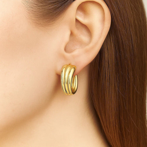 3 Row Graduated Hoop in 14K Yellow Gold